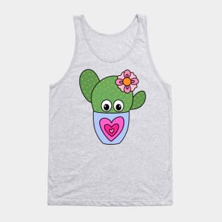 Cute Cactus Design #350: Pretty Cactus In Cute Heart Pot Tank Top